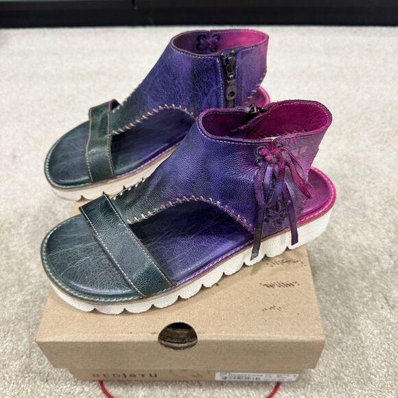 Bed Stu Women's Zoe II Spring Meadow Purple Green Leather Sandals size 7… - Picture 3 of 6